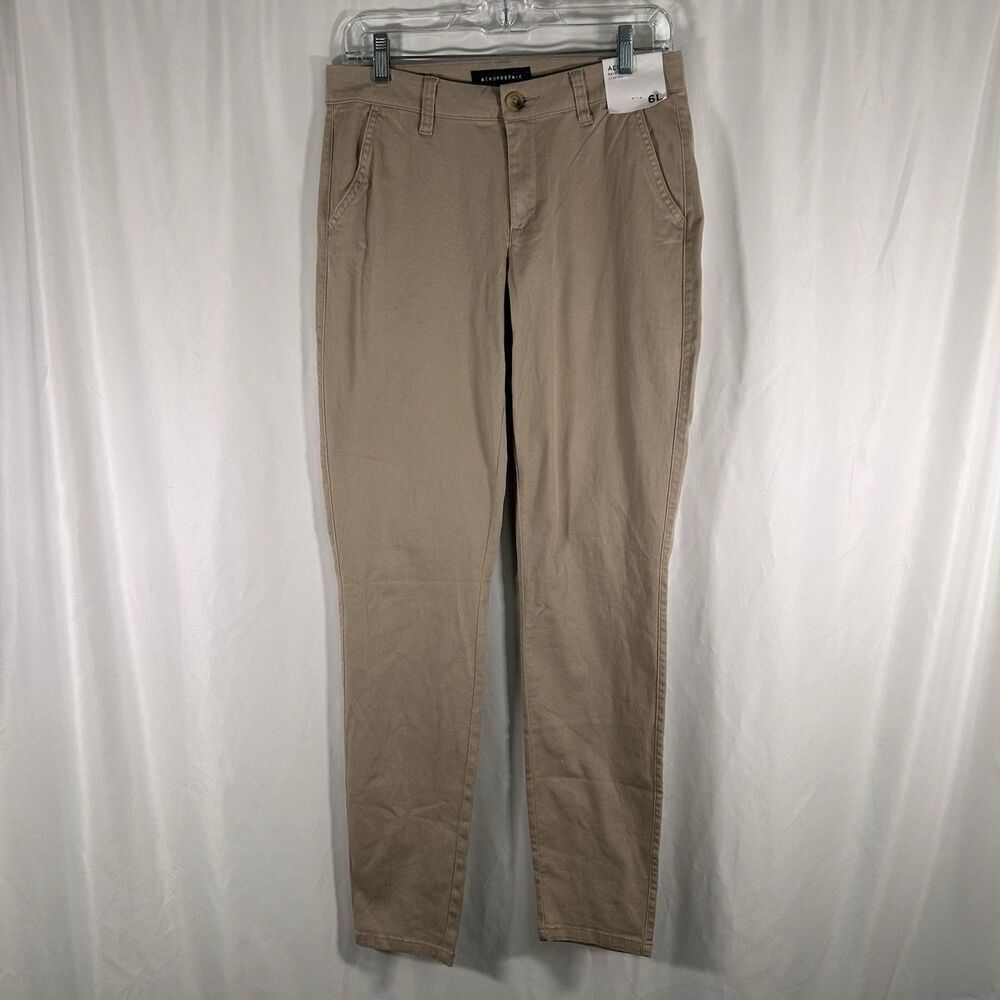 New Aeropostale Skinny Jeans Women's 6L Long Khaki Stretch Cotton Blend